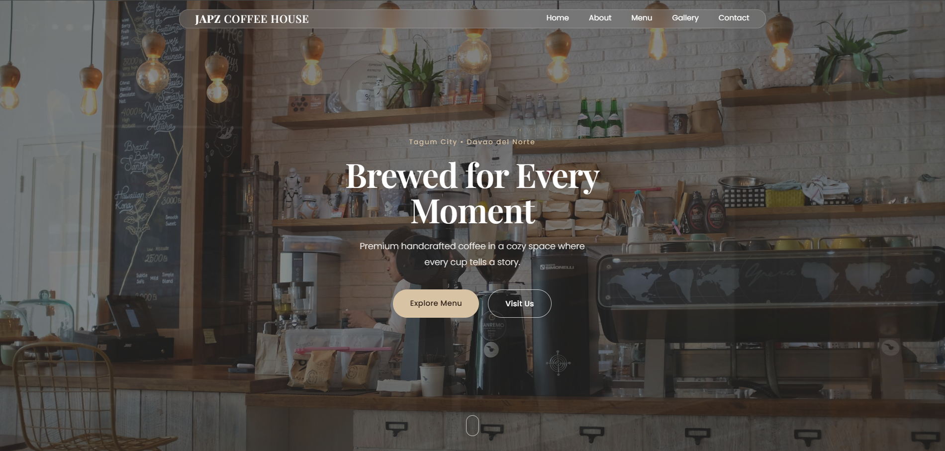 Screenshot of the Japz Coffee House website