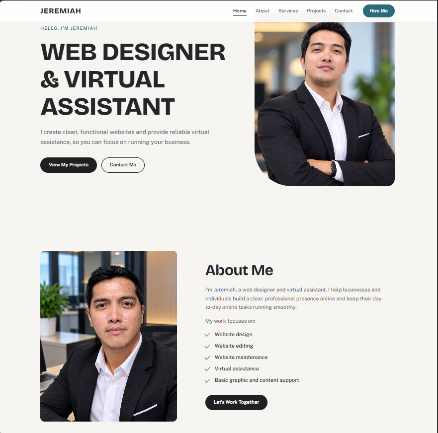 Screenshot of Japz's personal portfolio website